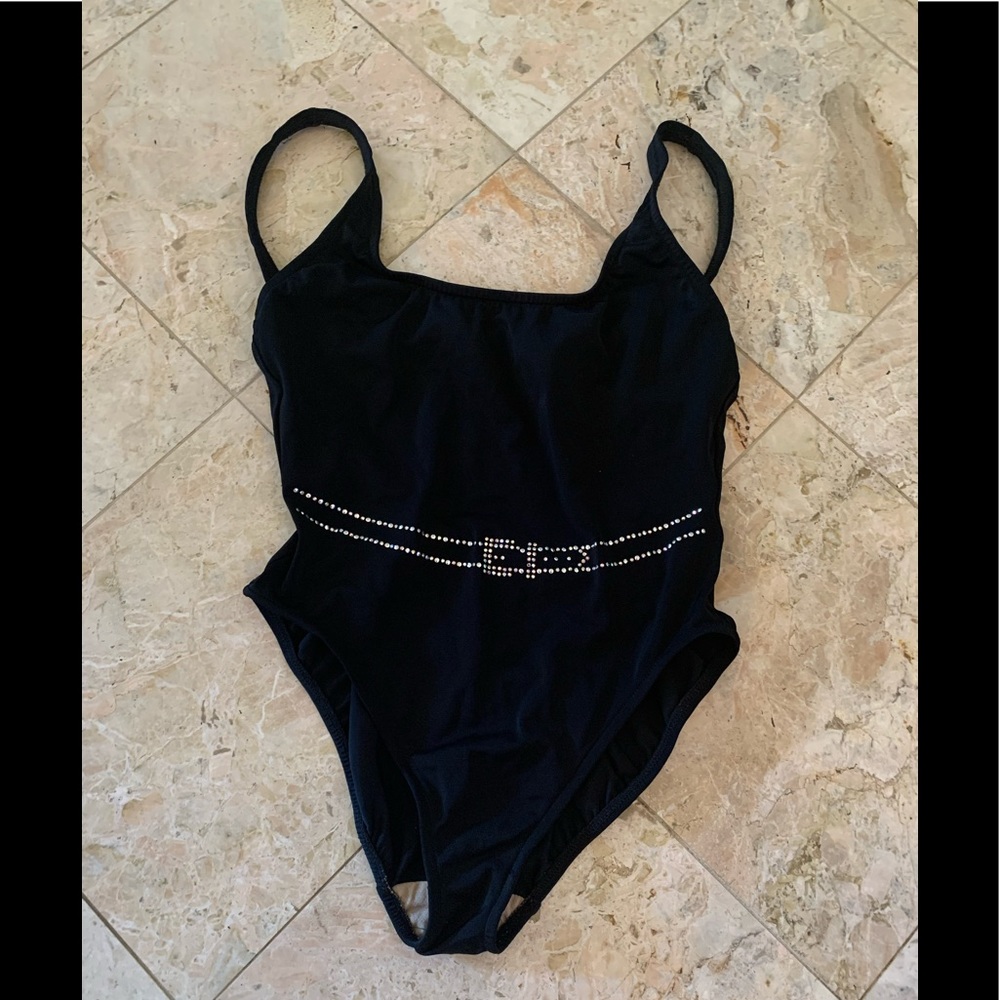 Women’s Anne Klein For Sirena Black Bathing Suit Midriff Size 14